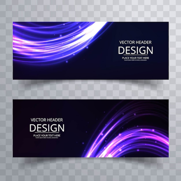 Free vector modern banners with shiny forms