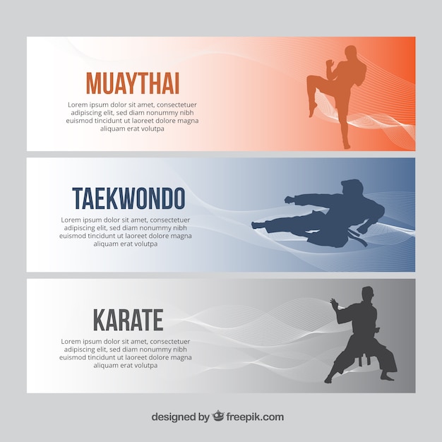 Free vector modern banners with sport characters silhouettes