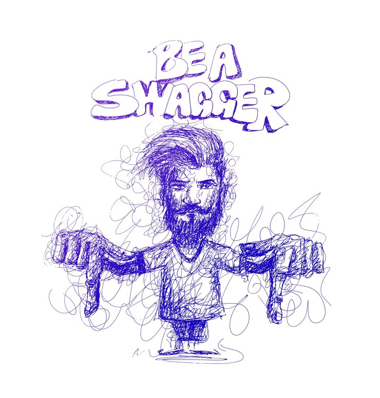 Free Vector modern be a swagger calligraphy handwritten phrase hipster swag style hand sketchy line art stylish man showing his finger down