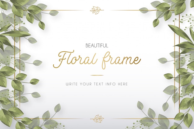 Modern beautiful floral frame with leaves template