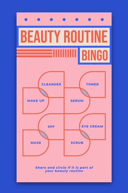 Free vector modern beauty routine bingo instagram story