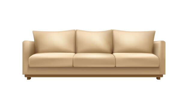 Modern beige sofa realistic icon on white background vector illustration