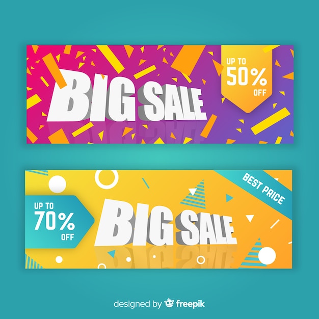 Modern big sale banners with flat design