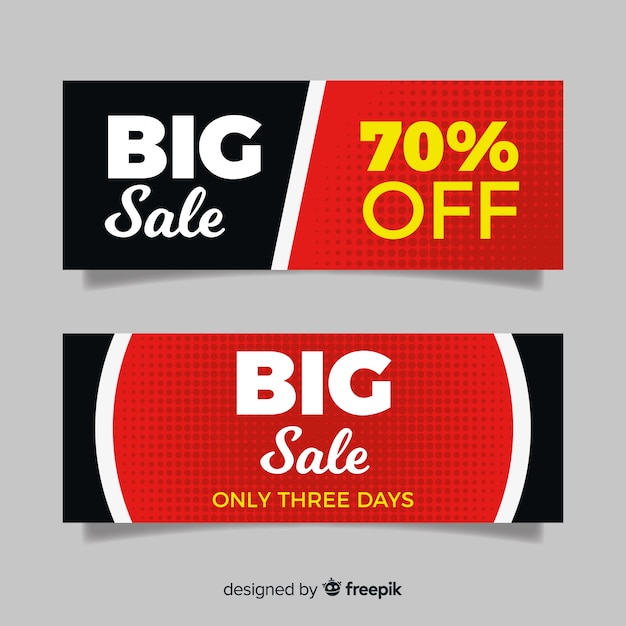 Modern big sale banners with flat design