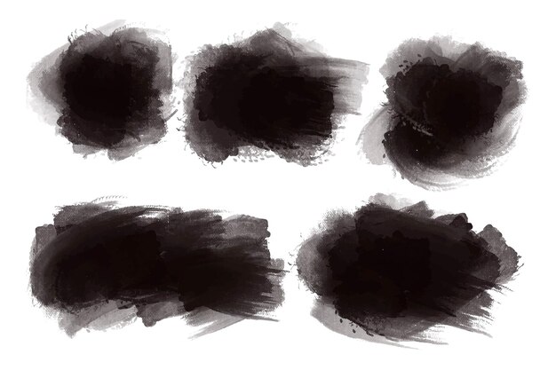 Modern black brush stroke set watercolor design