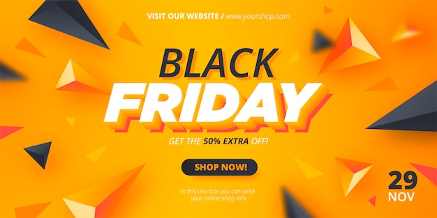 Modern Black Friday Banner with Abstract Shapes