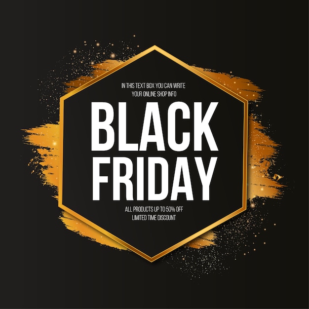 Modern black friday banner with golden brush stroke