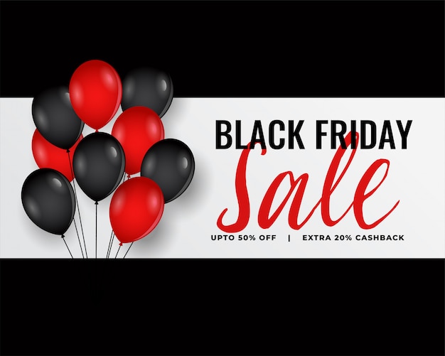 Modern black friday banner with red and black balloons