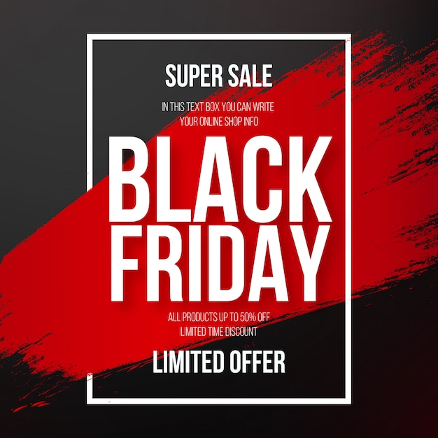 Modern Black Friday Banner with Red Splash