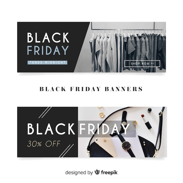Free vector modern black friday banners with elegant style