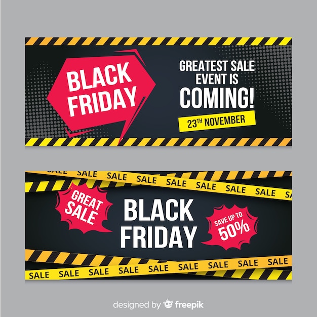 Modern black friday banners with flat design