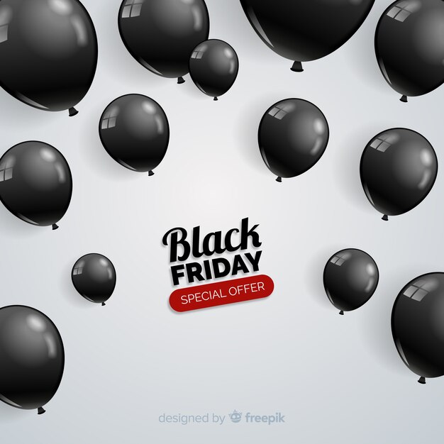 Modern black friday composition with realistic balloons