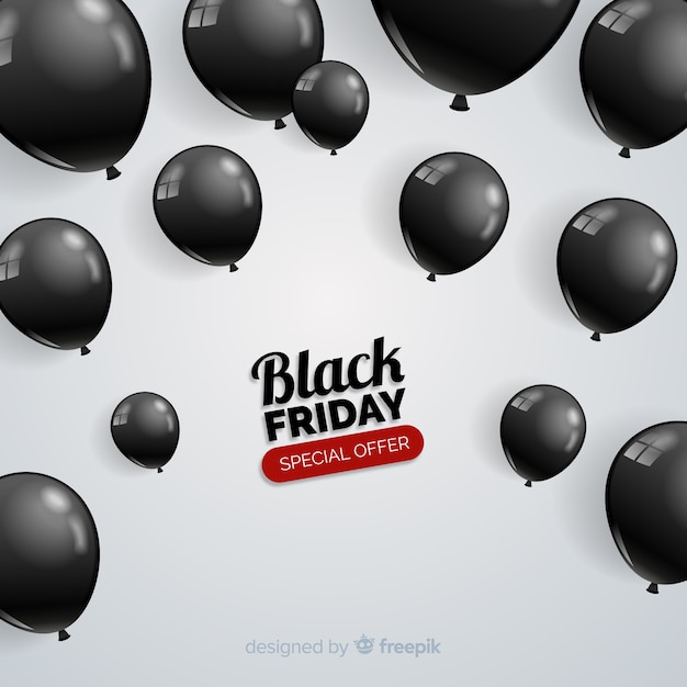 Modern black friday composition with realistic balloons