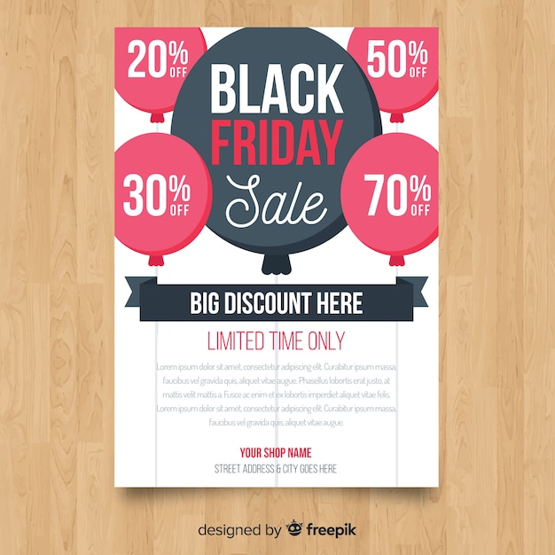 Modern black friday flyer template with flat design