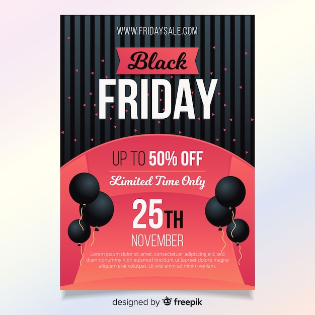 Modern black friday flyer template with flat design