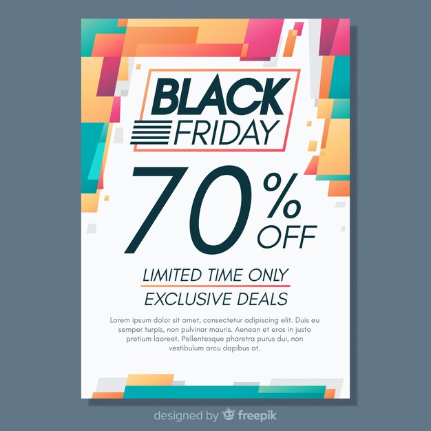 Modern black friday flyer template with flat design