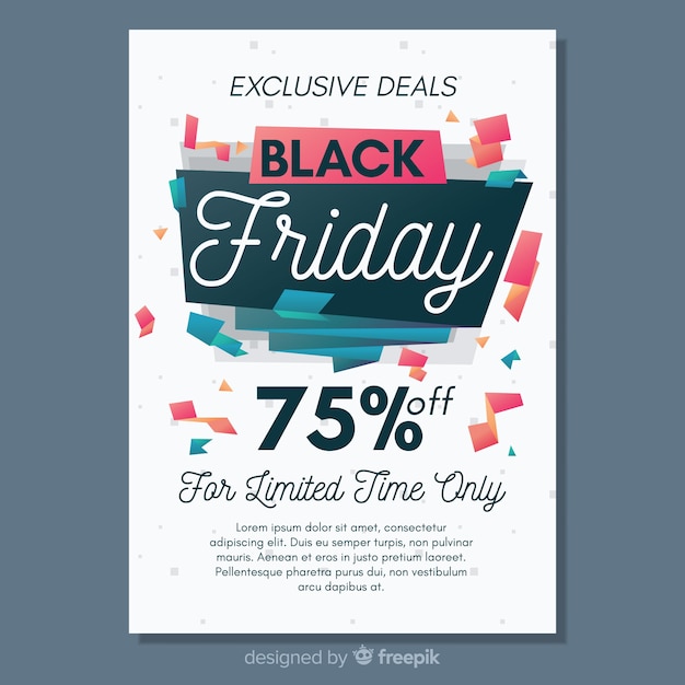 Free vector modern black friday flyer template with flat design