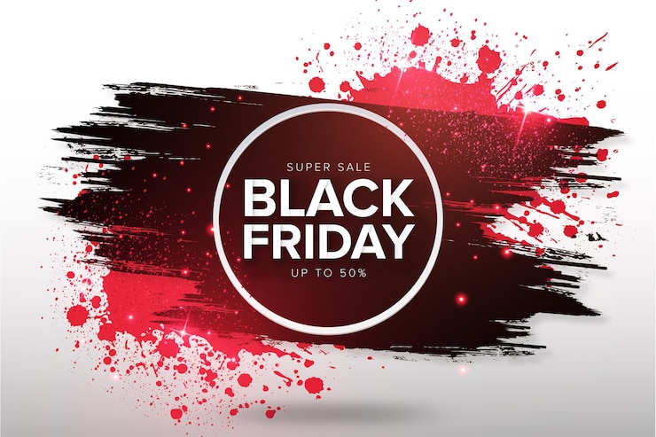 मुफ़्त वेक्टर modern black friday sale background with red splash