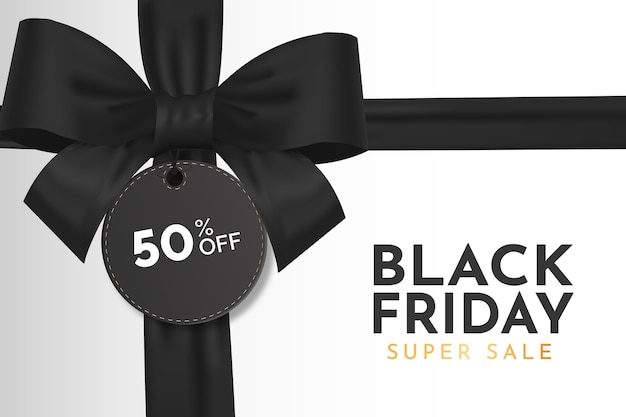 Modern Black Friday Sale with Realistic Black Ribbon