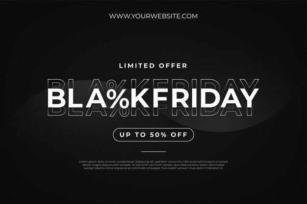 Modern Black Friday Sale with Text Effect and Abstract Wave Background