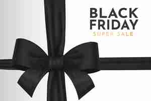 Free vector modern black friday super sale background with realistic black ribbon