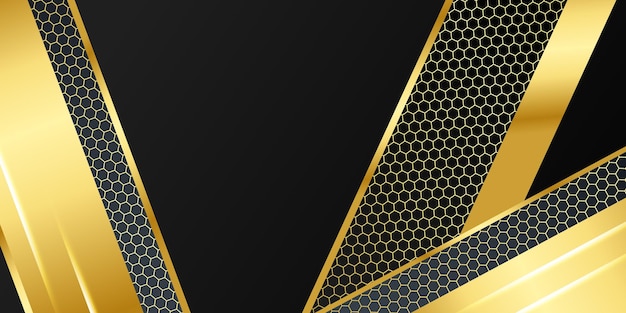 Modern black and gold 3d abstract background with light decoration and metal texture pattern