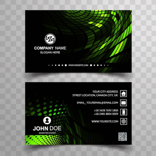 Modern black and green business card