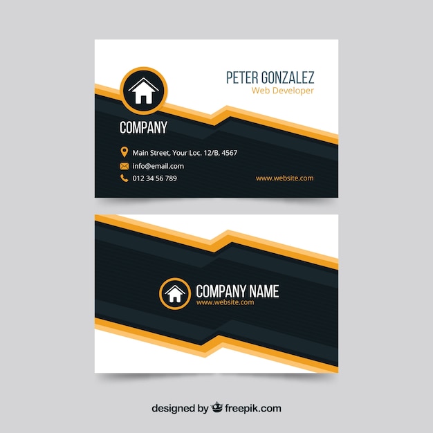 Free vector modern black and orange business card template