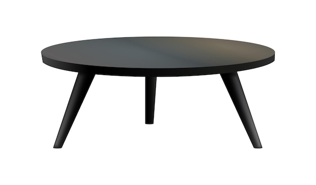 Modern black oval coffee table on white background realistic vector illustration