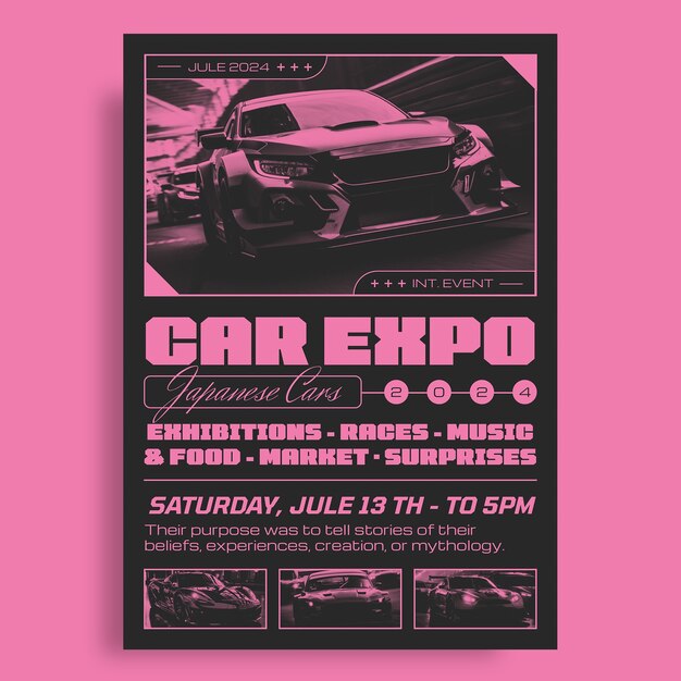 Modern black & pink brutalist flyer template
