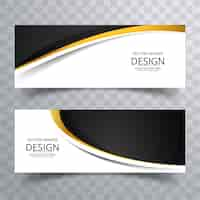 Free vector modern black wavy banners