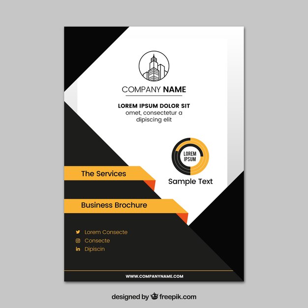 Free Vector Modern Black And White Business Brochure