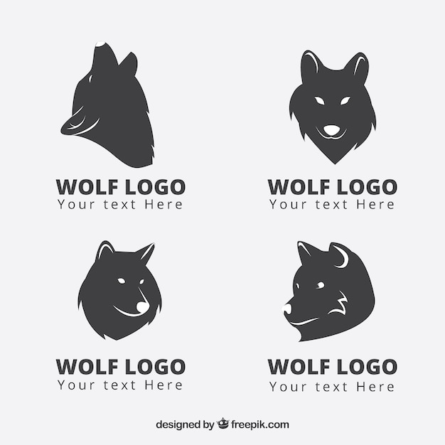 Free vector modern black wolf logo collection