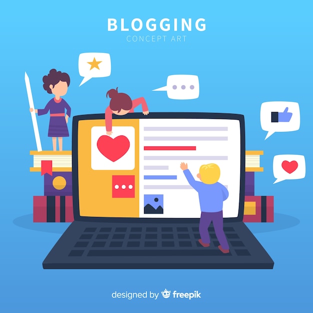 Modern blogger concept with flat design