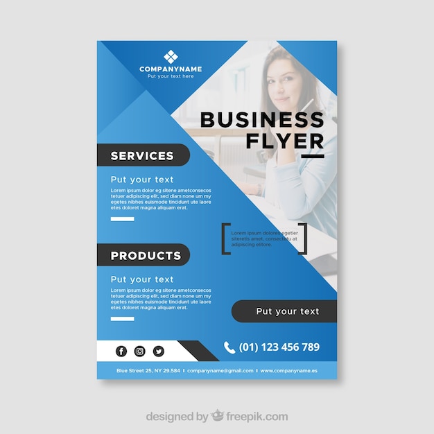 Free vector modern blue business flyer template
