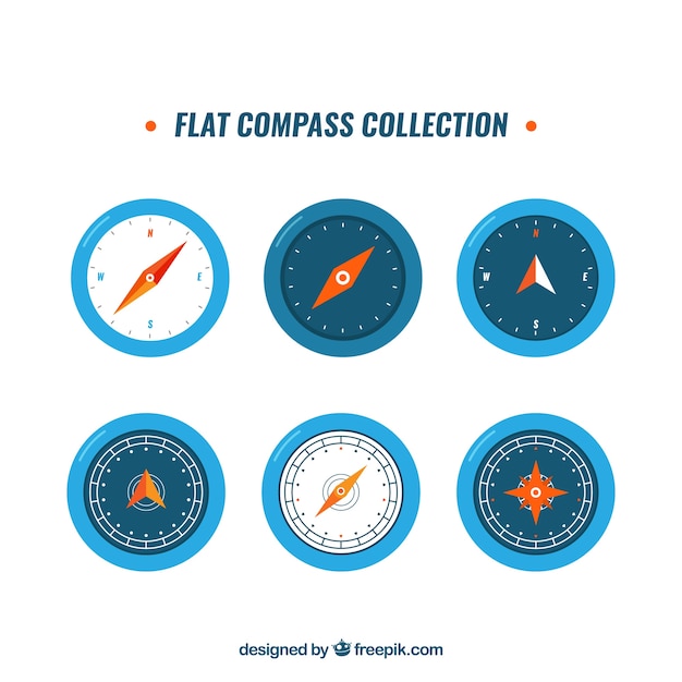 Free vector modern blue compass pack