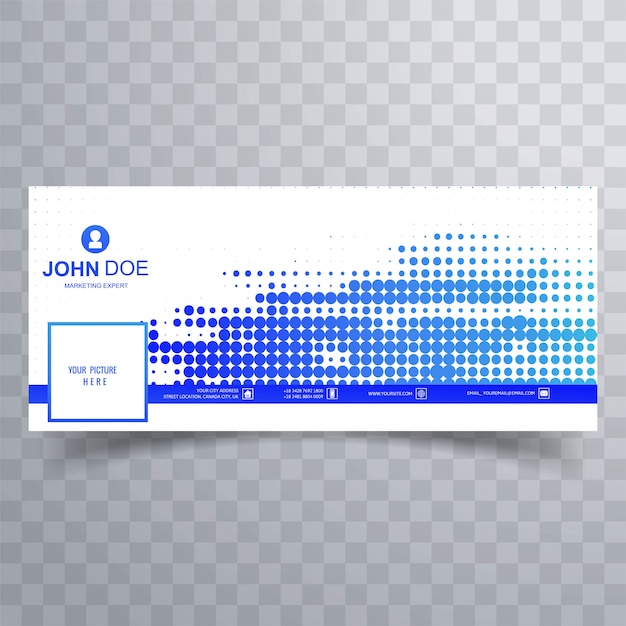 Free vector modern blue dotted facebook cover for timeline design