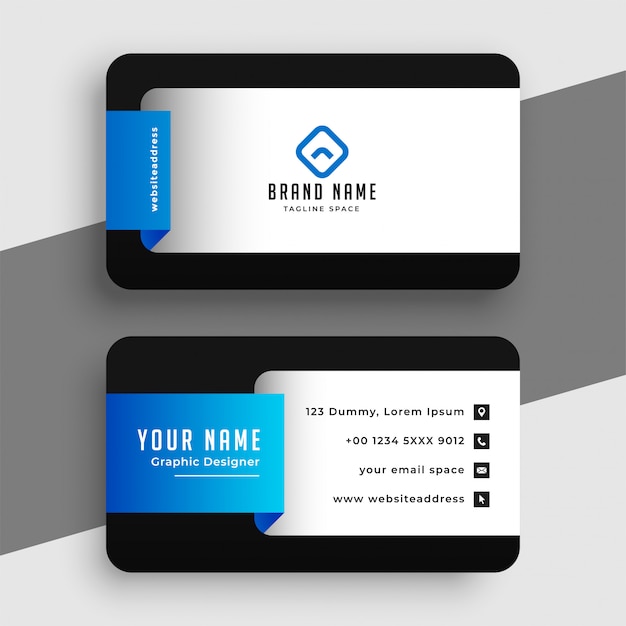 Free vector modern blue professional business card template design