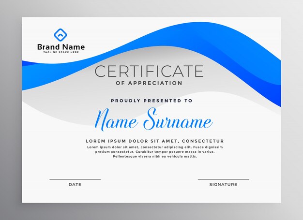 modern blue professional certificate template