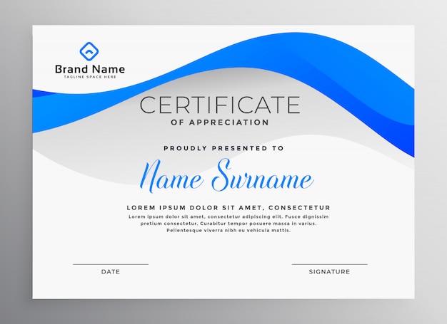 modern blue professional certificate template