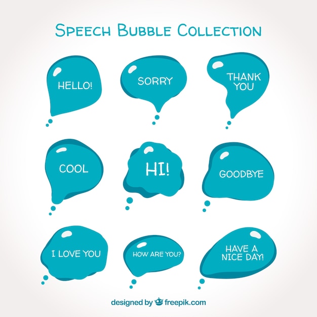 Free vector modern blue speech bubble collection