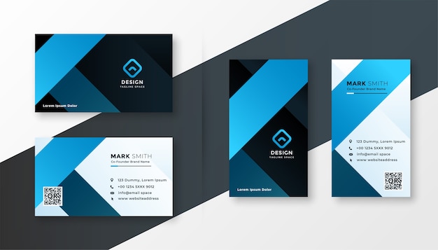 Free vector modern blue theme business card template design set