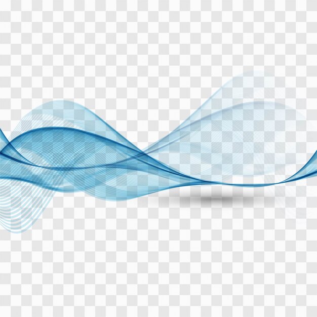 Modern blue waves on transparent background