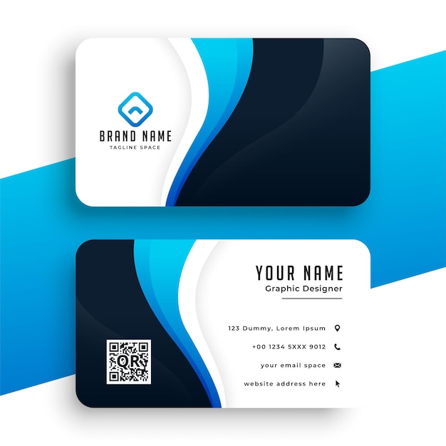 Modern blue wavy business card design