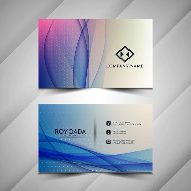 Free vector modern blue wavy business card design