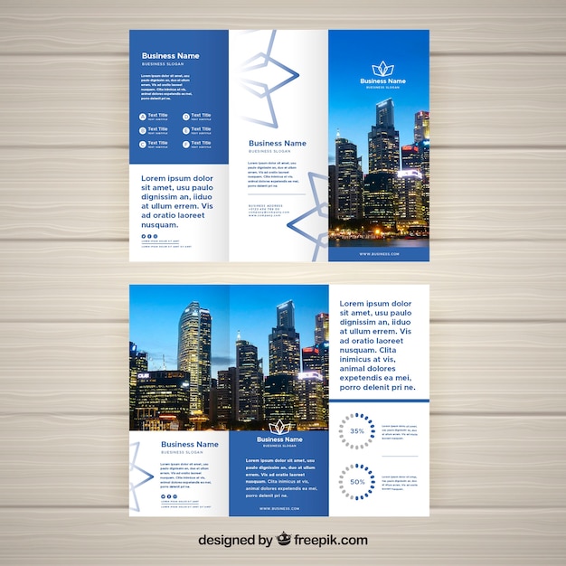 Modern blue and white trifold brochure