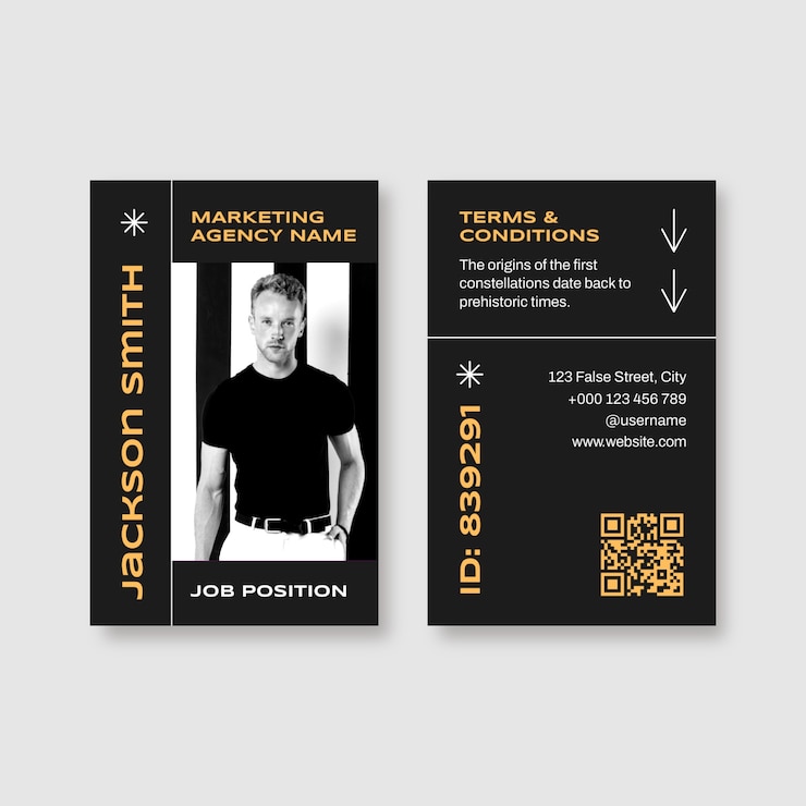 Free Vector modern bold brutalism marketing agency id card template