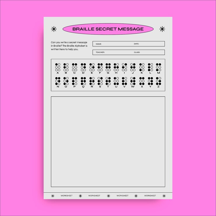 Free Vector modern braille alphabet worksheet