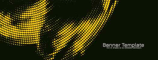 Free vector modern bright yellow halftone design dark banner template