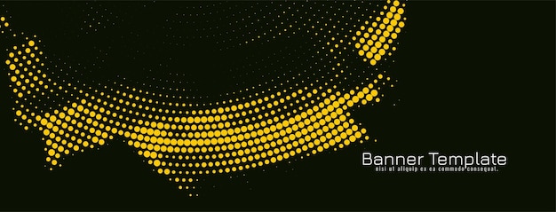 Современный ярко-желтый полутоновый дизайн темного баннера шаблона